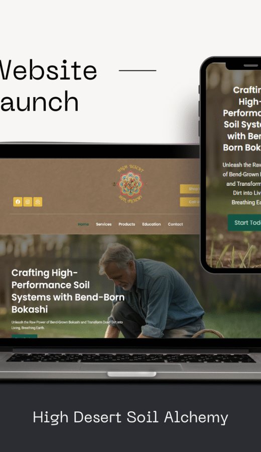 High Desert Soil Alchemy website on a phone