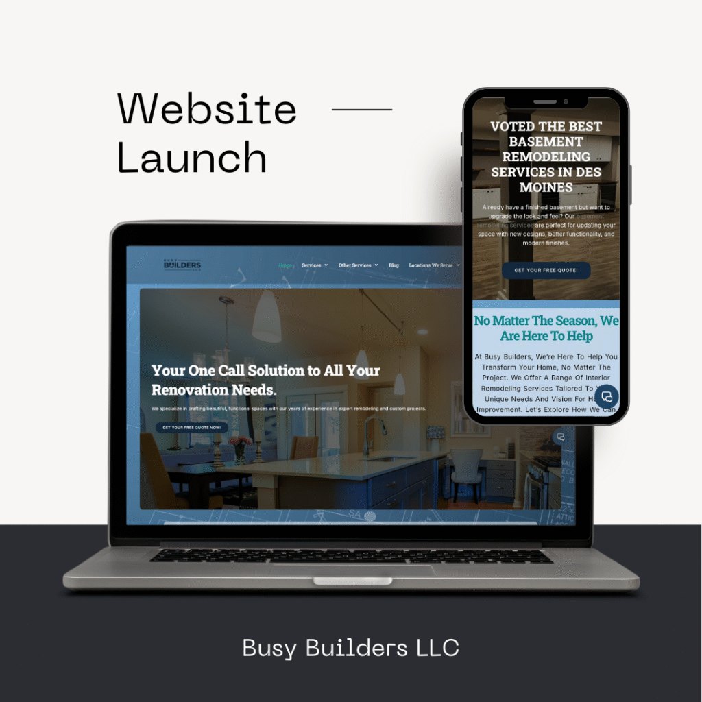 Busy Builders website on a laptop