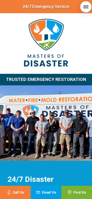 Masters of Disaster website on a phone