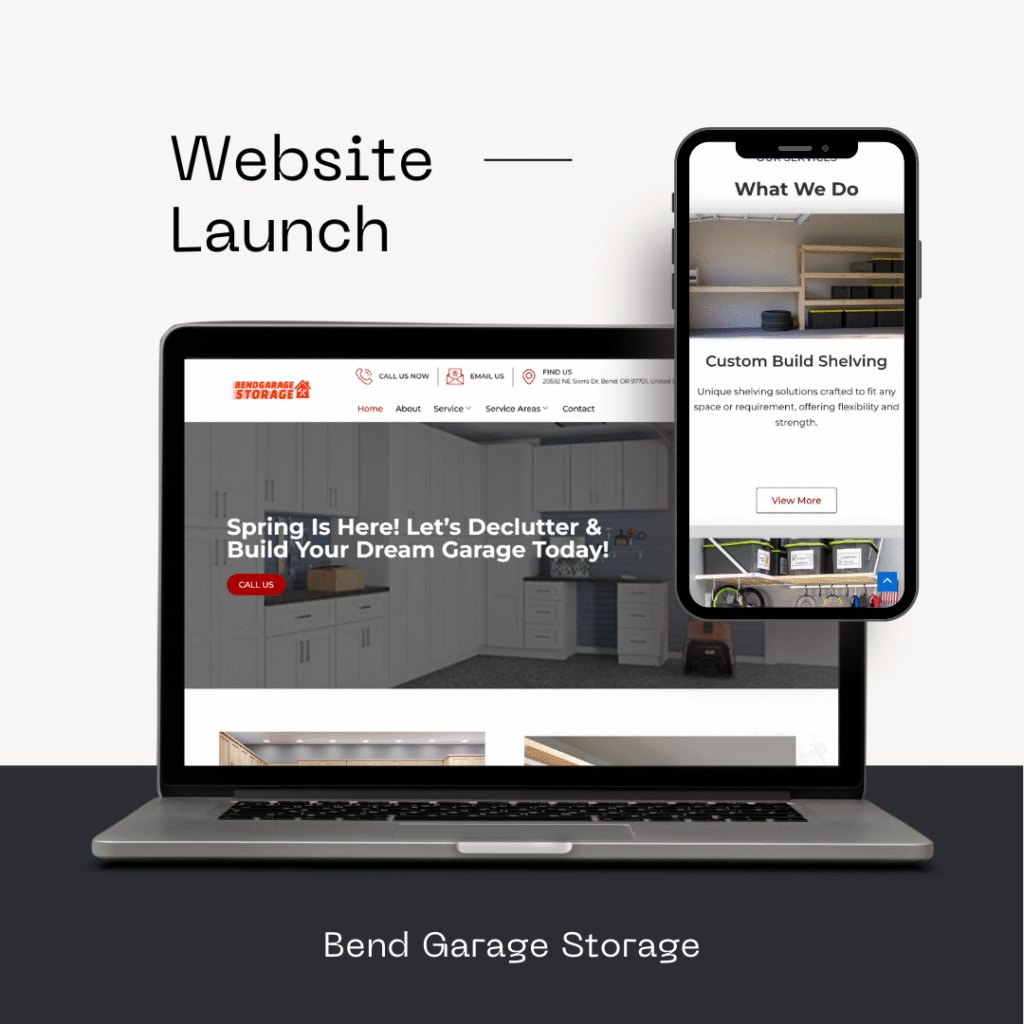 Bend Garage Storage website on a laptop