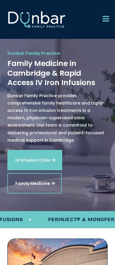 Dunbar Family Practice website on a phone