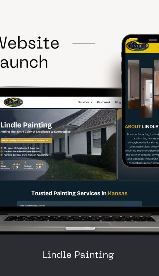 Lindle Painting website on a phone