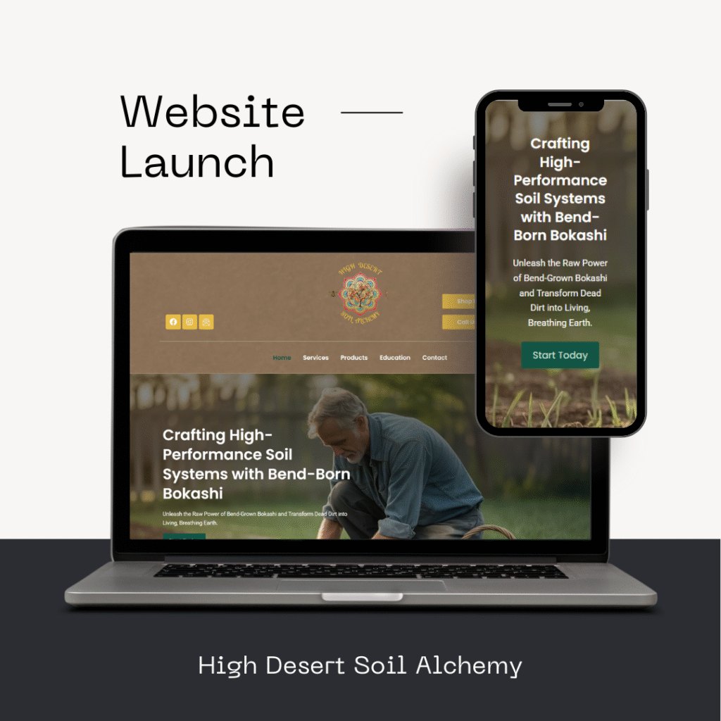 High Desert Soil Alchemy website on a laptop