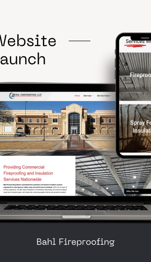 Bahl Fireproofing website on a phone
