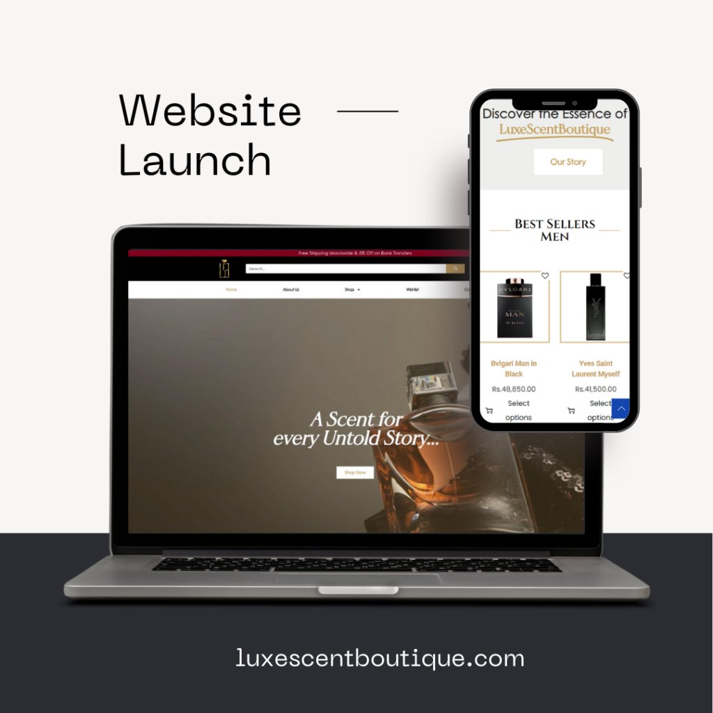 Luxescent Boutique website on a laptop