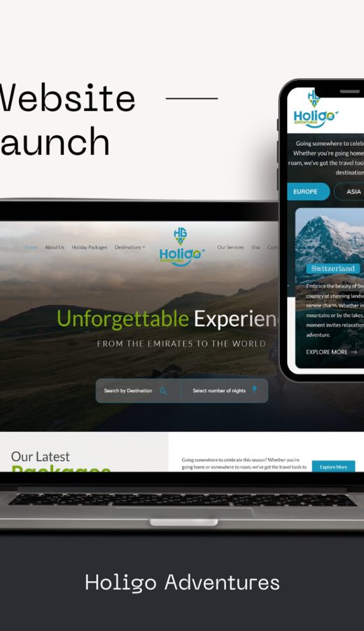 Holigo Adventures website on a phone