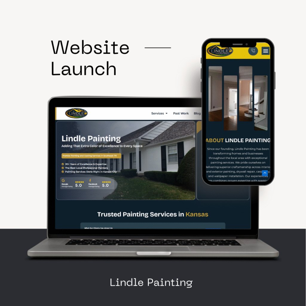 Lindle Painting website on a laptop