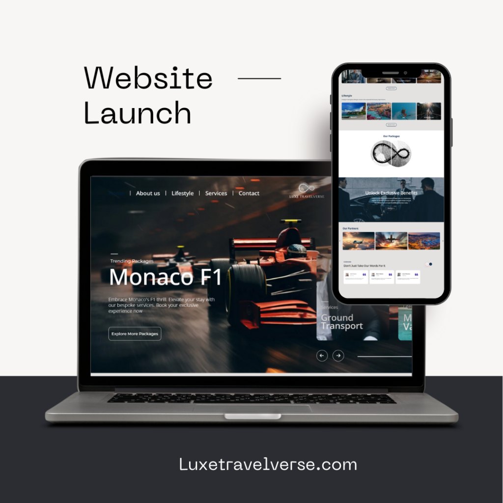 Luxe Travelverse website on a laptop