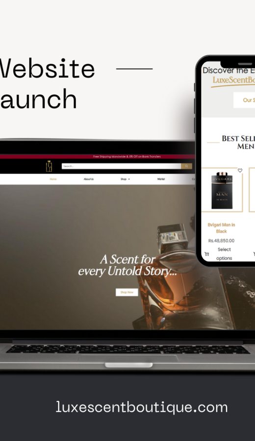 Luxescent Boutique website on a phone