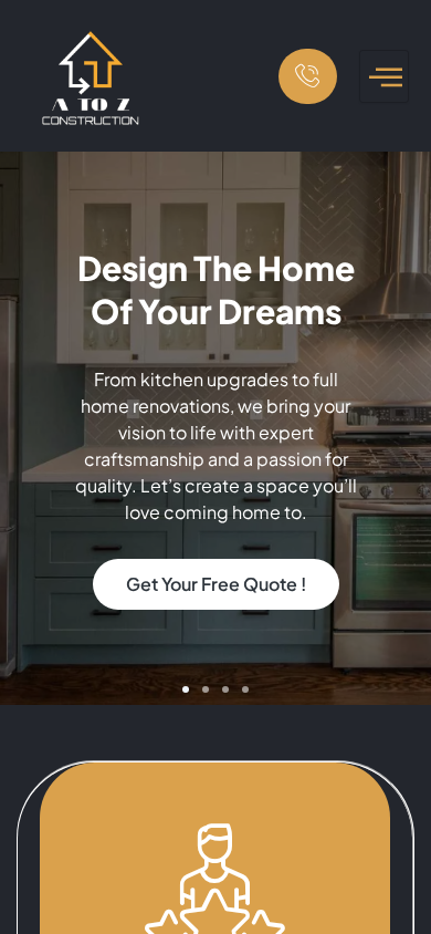 A to Z Constructions website on a phone