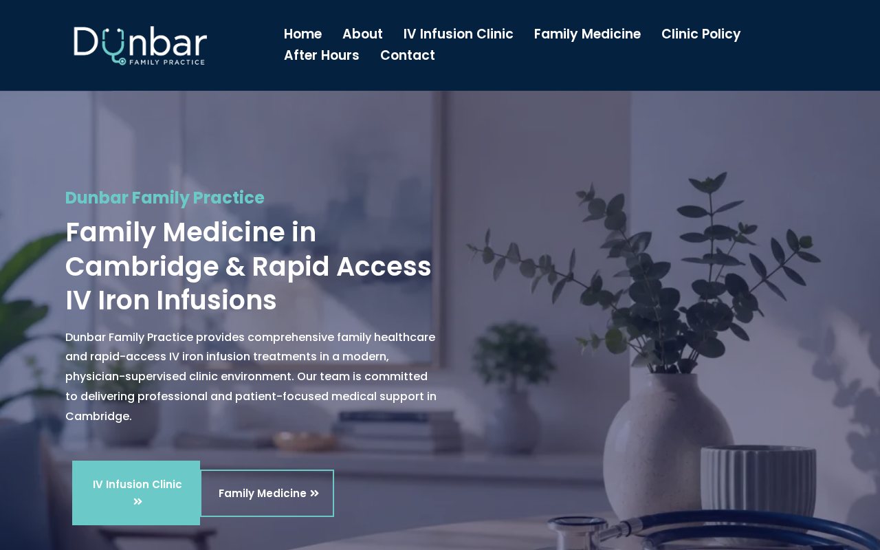 Dunbar Family Practice website on a laptop