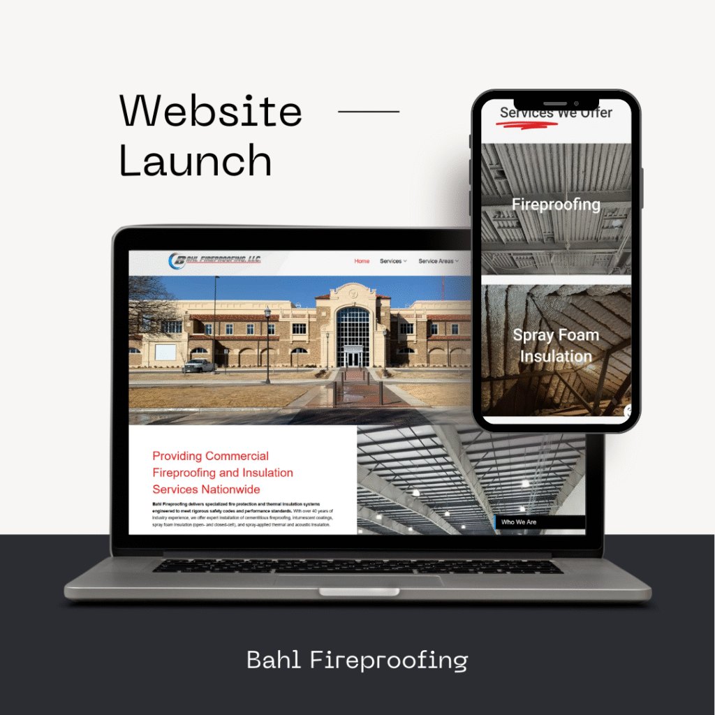 Bahl Fireproofing website on a laptop