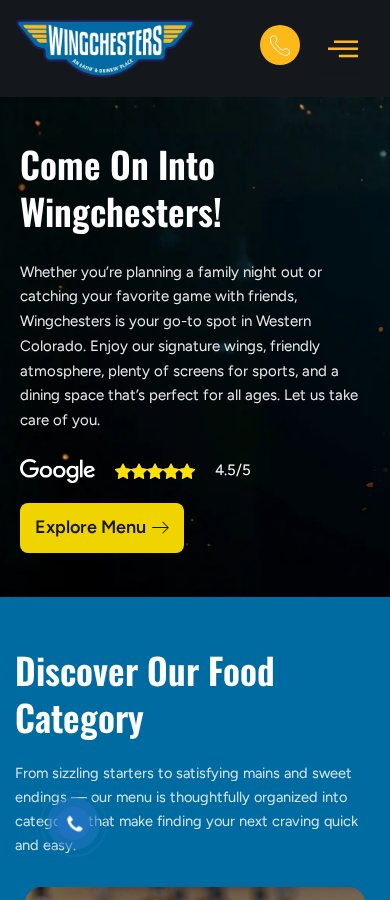 Wingchesters website on a phone
