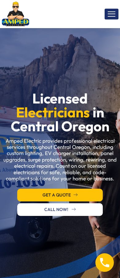 Amped Electric website on a phone