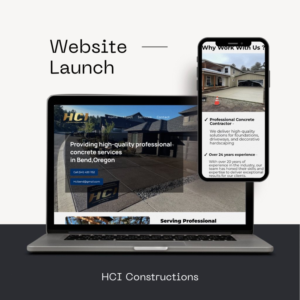 HCI Constructions website on a laptop