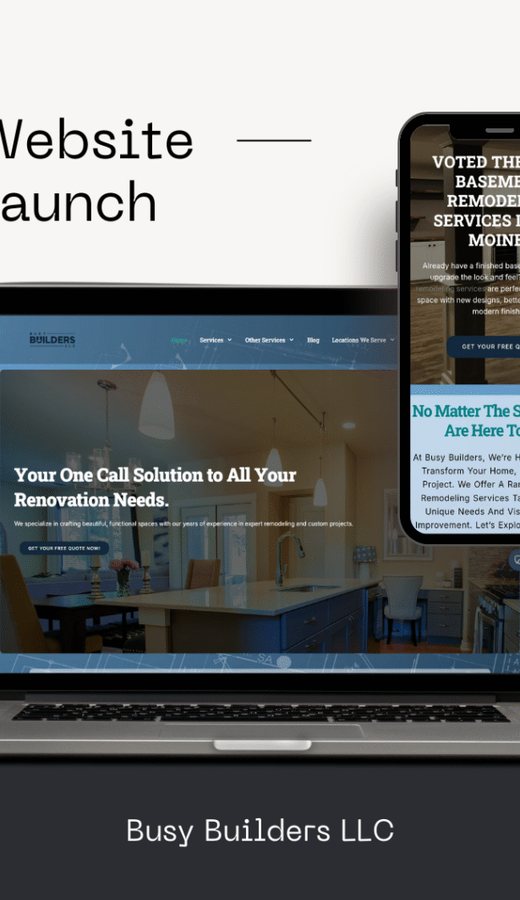 Busy Builders website on a phone