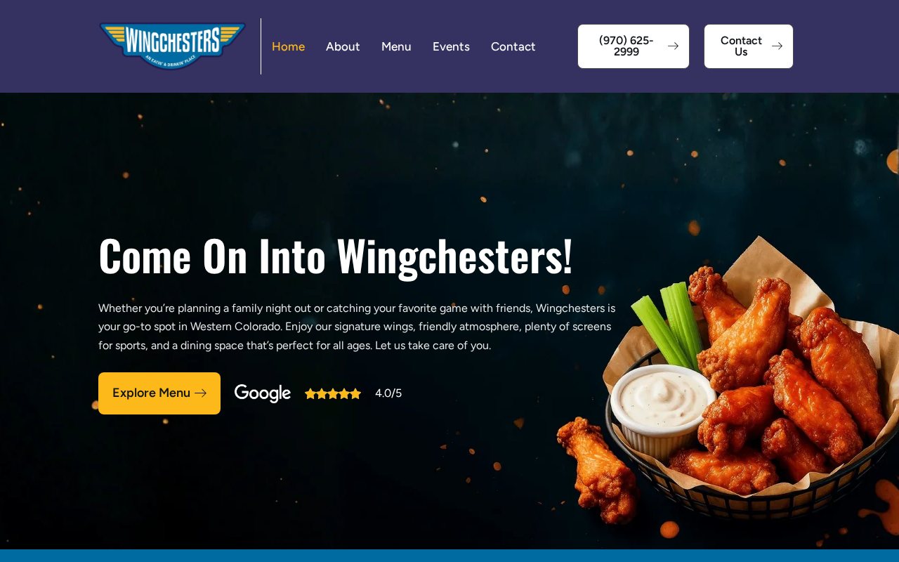 Wingchesters website on a laptop