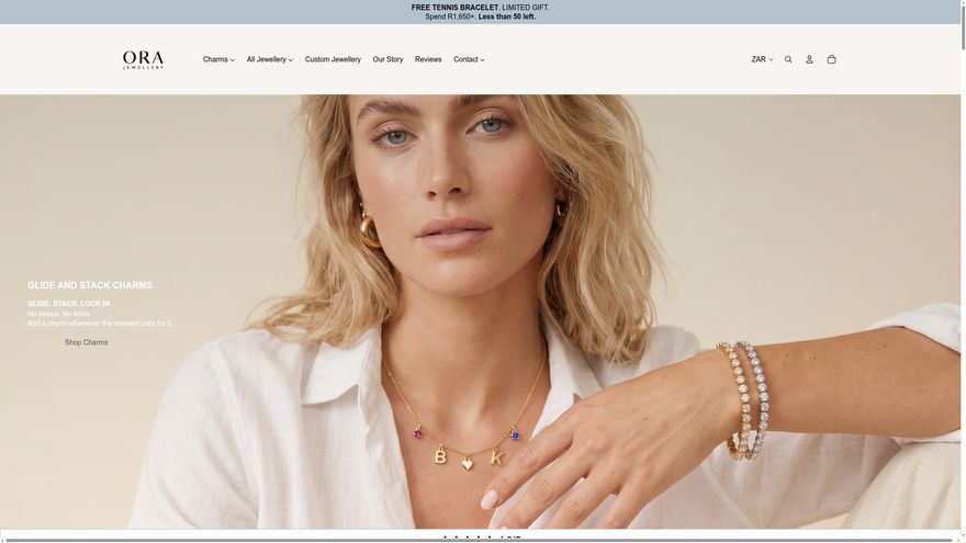 Ora Jewellery website on a laptop